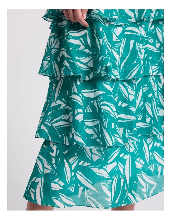 Cyrus Tiered Dress in Teal Multi image 5