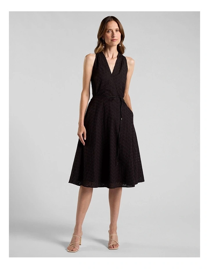 Viridia Cotton Broderie Dress in Black image 1