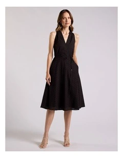 Viridia Cotton Broderie Dress in Black