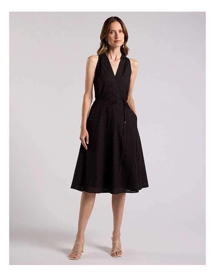Viridia Cotton Broderie Dress in Black image 1