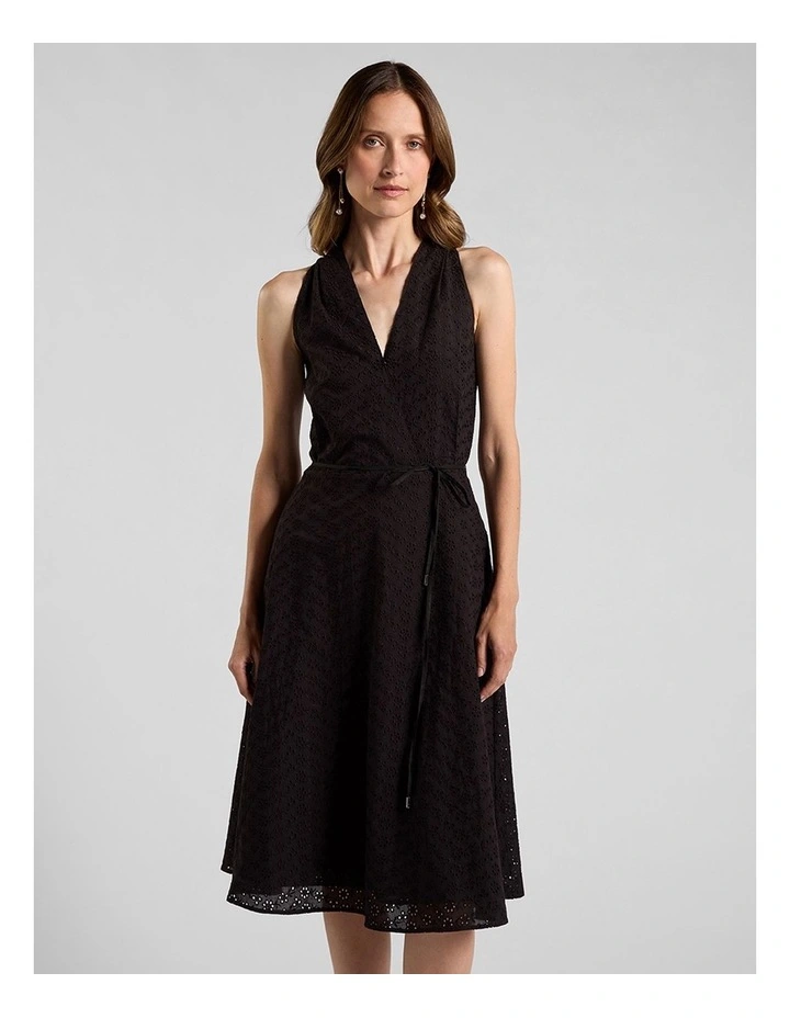 Viridia Cotton Broderie Dress in Black image 2