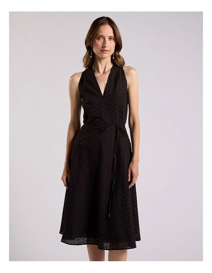 Viridia Cotton Broderie Dress in Black image 2