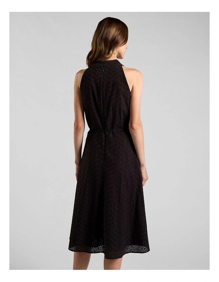 Viridia Cotton Broderie Dress in Black image 3