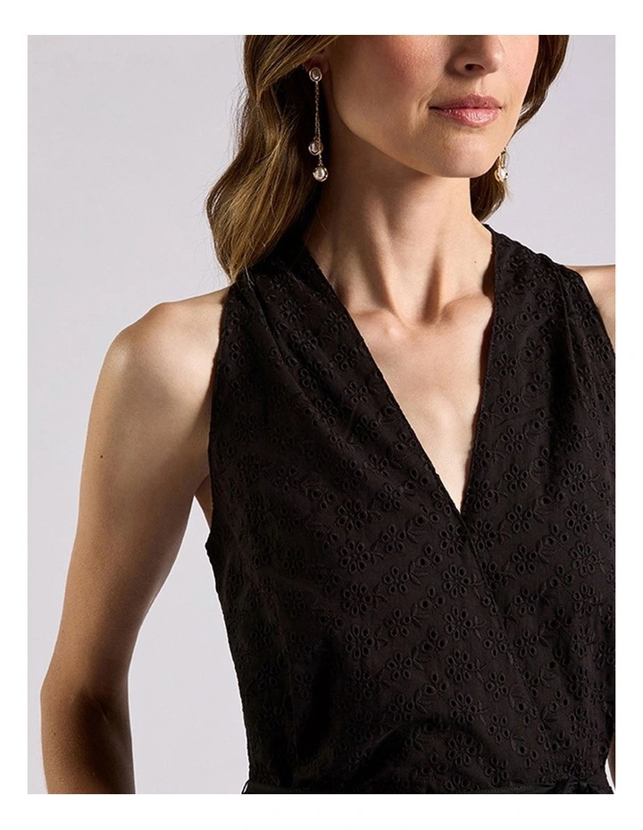 Viridia Cotton Broderie Dress in Black image 4