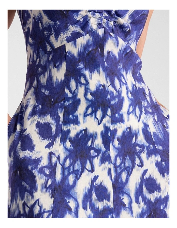 Evelyn Stretch Linen Dress in Blue Multi image 5