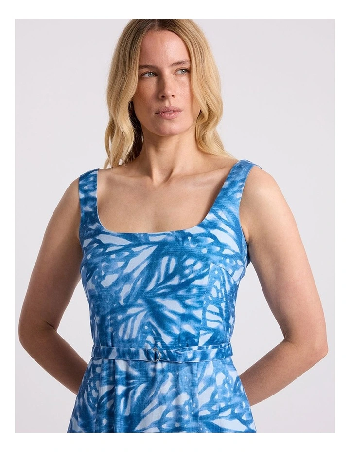 Monica Stretch Linen Dress in Blue Multi image 2