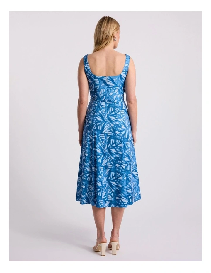 Monica Stretch Linen Dress in Blue Multi image 5