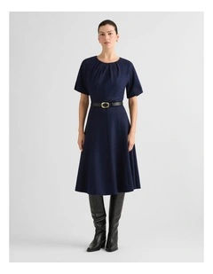 Lyon Wool Dress in Navy