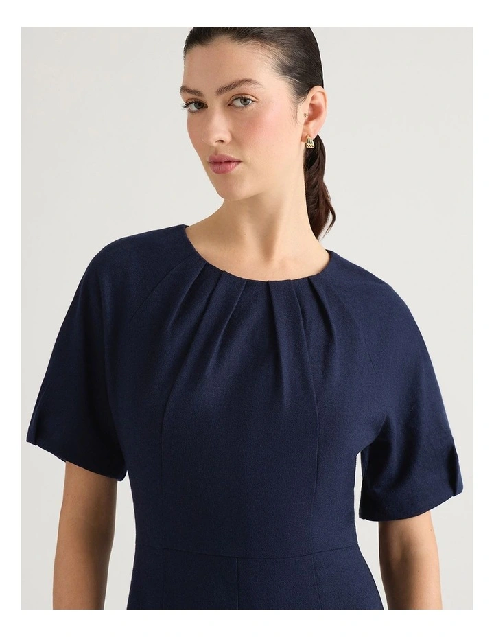 Lyon Wool Dress in Navy image 2