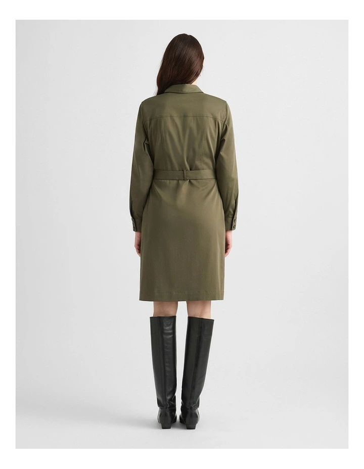Marabel Cotton Sateen Dress in Army Green image 3