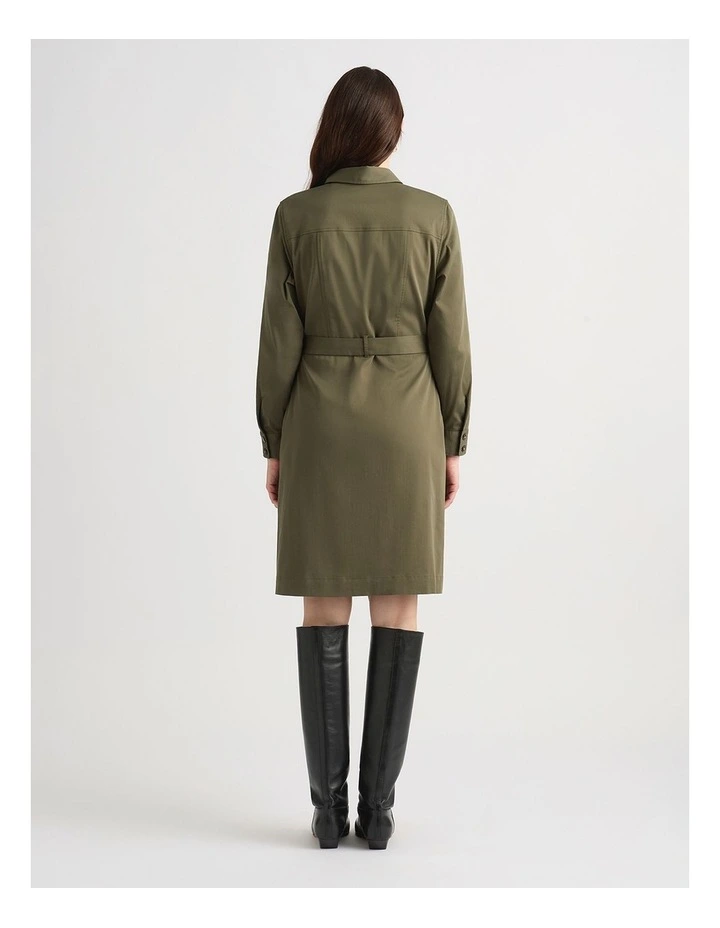 Marabel Cotton Sateen Dress in Army Green image 4