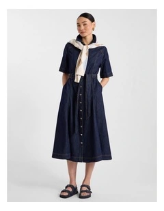 Mateo Denim Shirt Dress in Dark Indigo