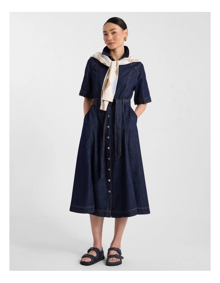 Mateo Denim Shirt Dress in Dark Indigo image 1