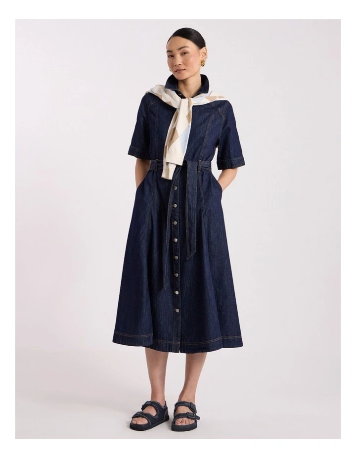 Mateo Denim Shirt Dress in Dark Indigo image 1