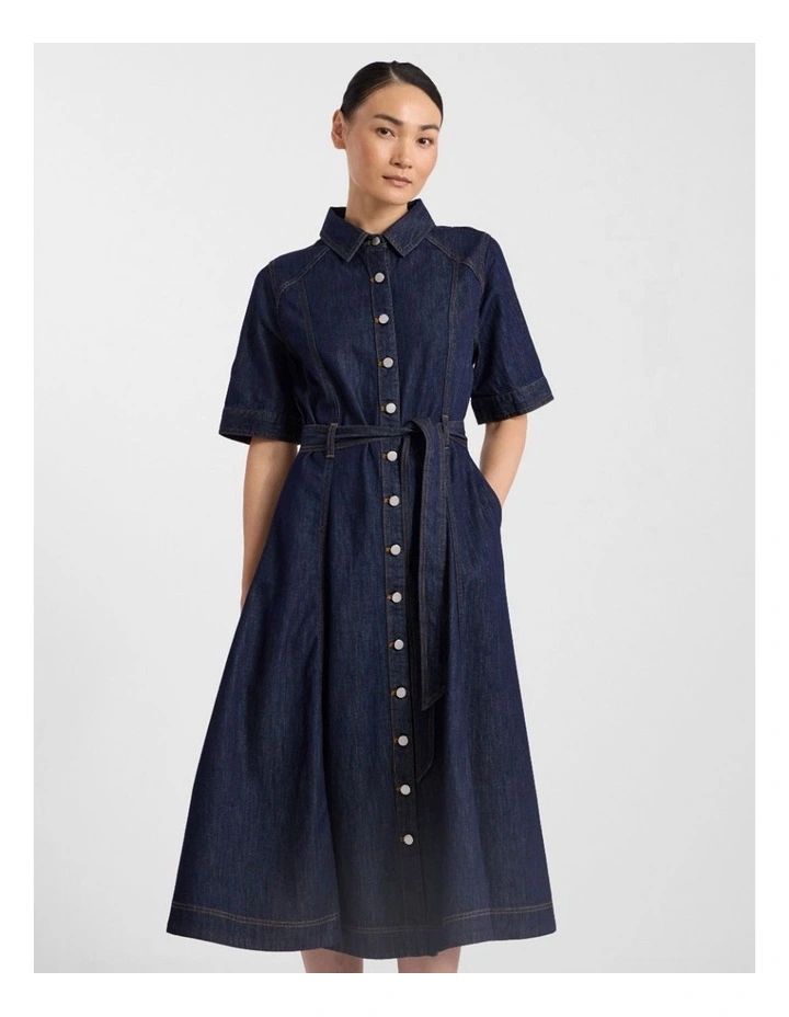 Mateo Denim Shirt Dress in Dark Indigo image 2