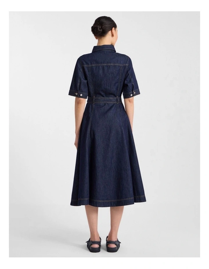 Mateo Denim Shirt Dress in Dark Indigo image 3