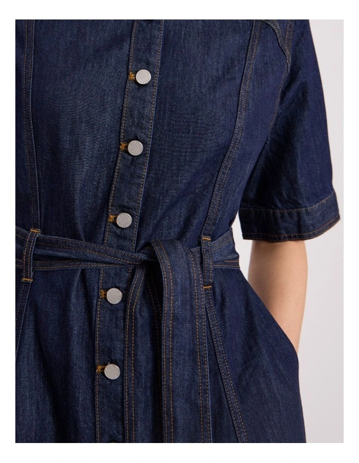 Mateo Denim Shirt Dress in Dark Indigo image 3