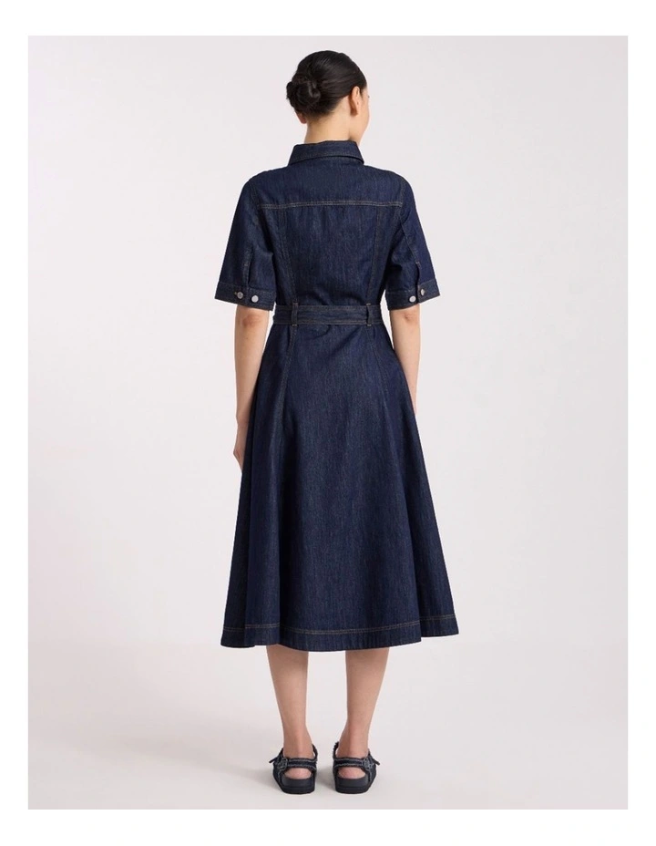 Mateo Denim Shirt Dress in Dark Indigo image 5