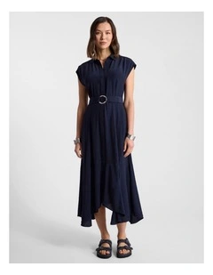 Yasmine Viscose Dress in Navy