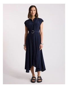 Yasmine Viscose Dress in Navy