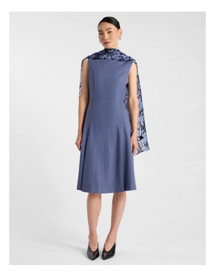 Kalen Flannel Merino Dress in Steel Blue image 1