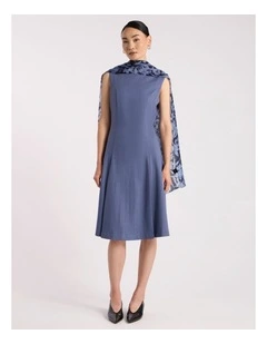 Kalen Flannel Merino Dress in Steel Blue
