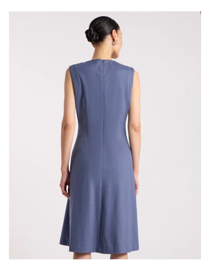 Kalen Flannel Merino Dress in Steel Blue image 4