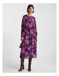 Garnet Viscose Dress in Eggplant Multi