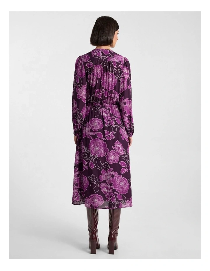 Garnet Viscose Dress in Eggplant Multi image 3
