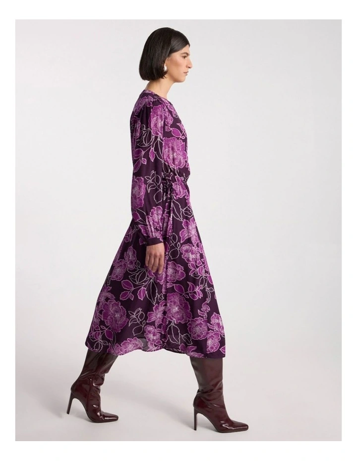 Garnet Viscose Dress in Eggplant Multi image 3