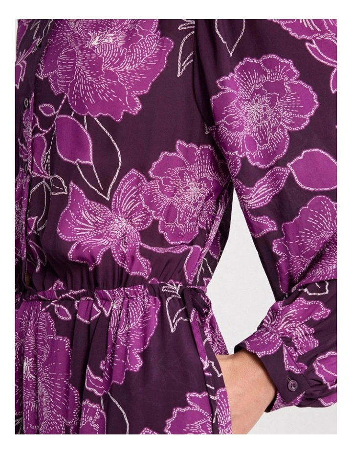 Garnet Viscose Dress in Eggplant Multi image 4