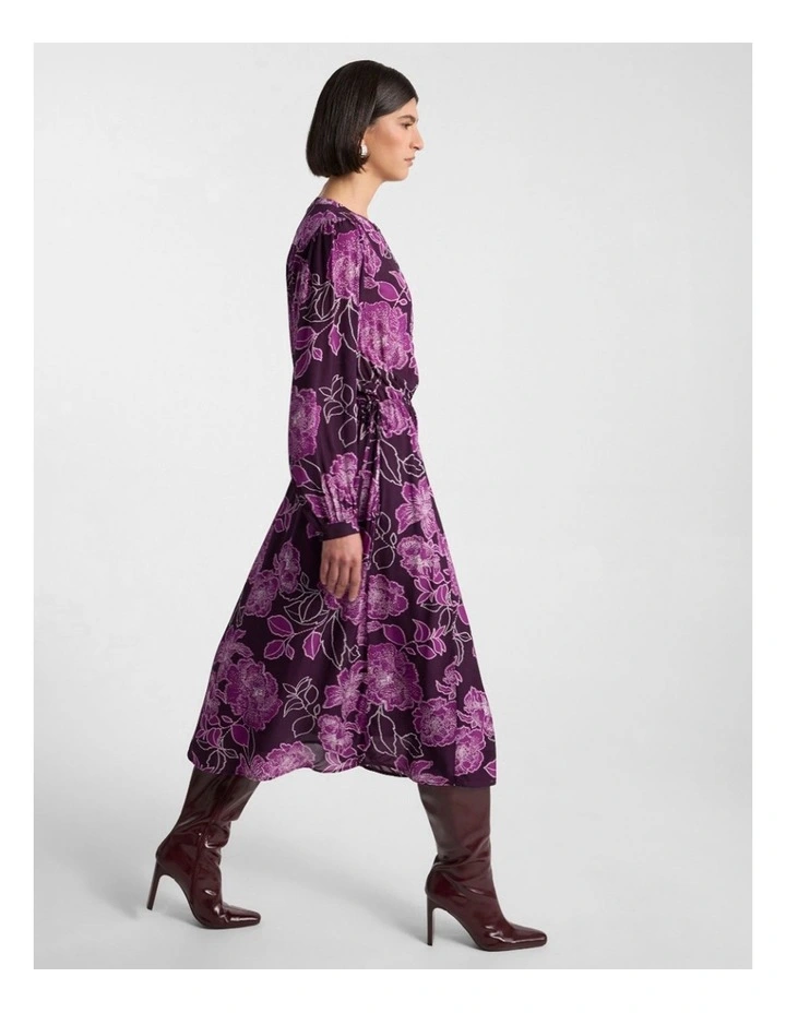 Garnet Viscose Dress in Eggplant Multi image 5