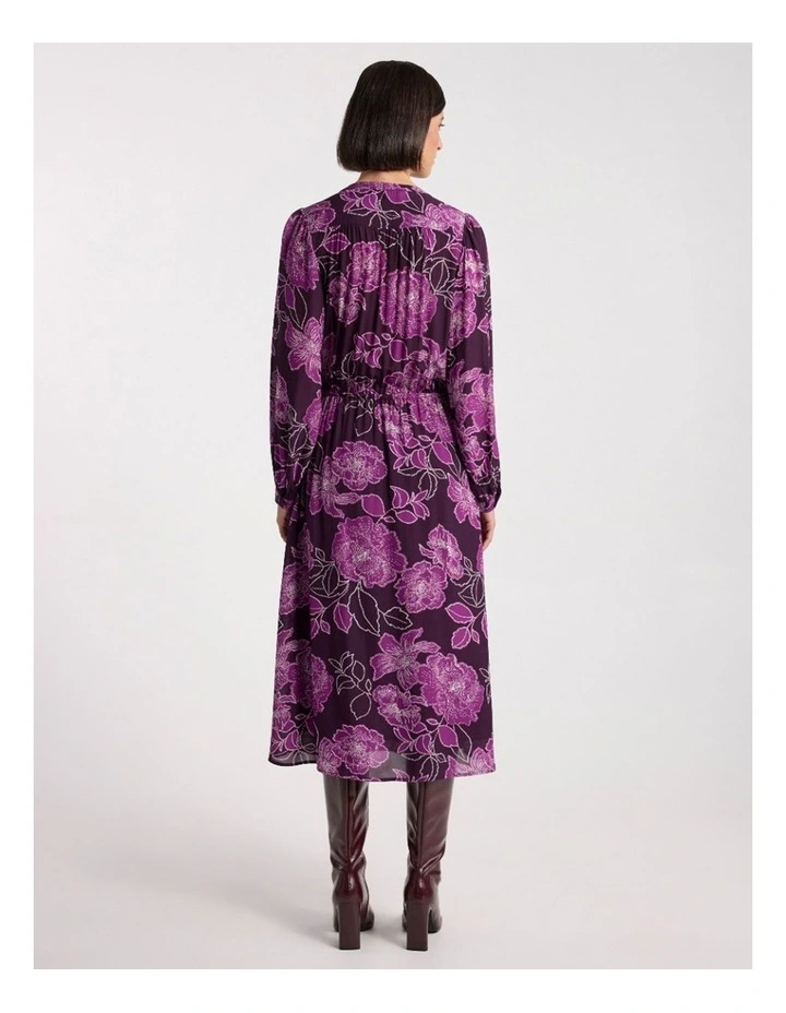 Garnet Viscose Dress in Eggplant Multi image 5
