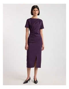 Molly Ponte Dress in Eggplant