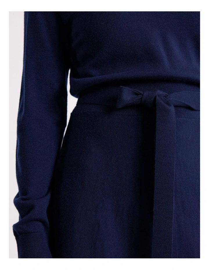 Indira Merino Knit Polo Dress in Navy image 3