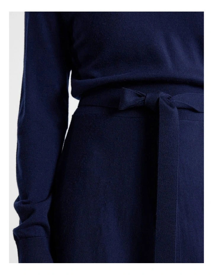 Indira Merino Knit Polo Dress in Navy image 4