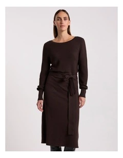 Shyla Merino Knit Dress in Coffee