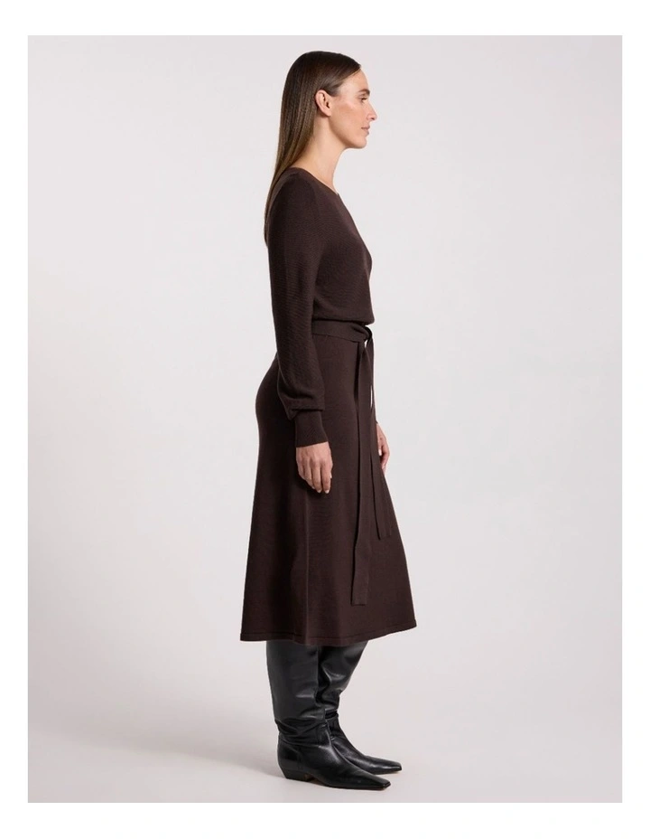 Shyla Merino Knit Dress in Coffee image 2