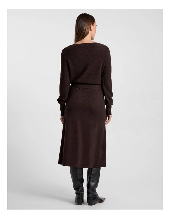 Shyla Merino Knit Dress in Coffee image 3