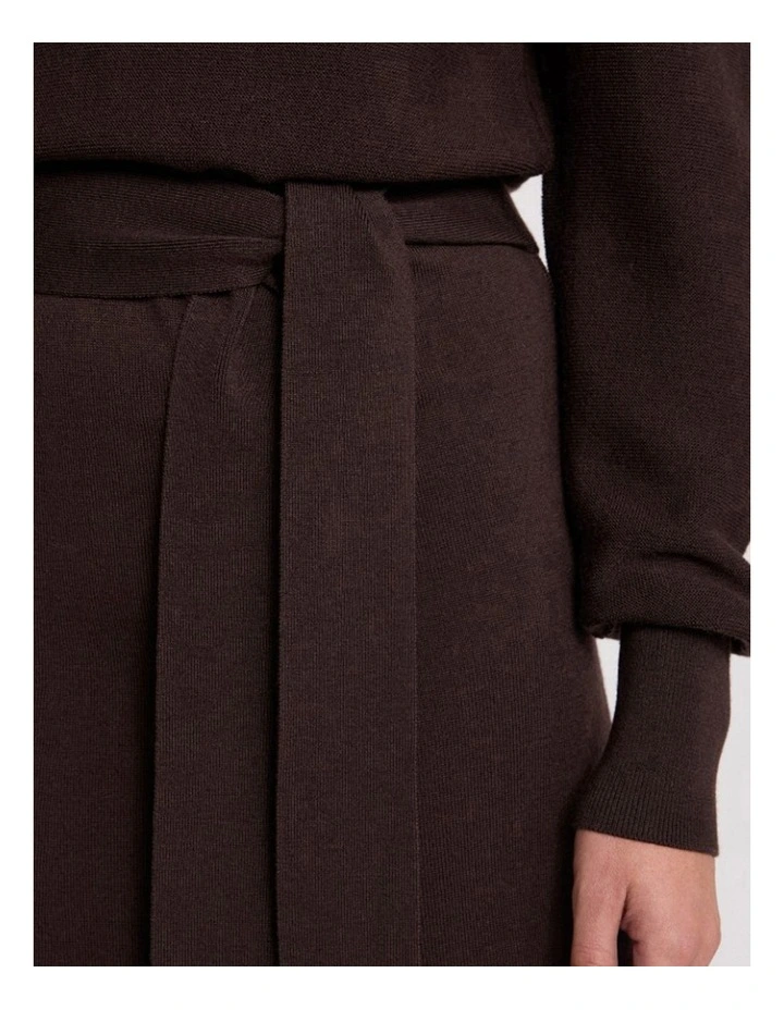 Shyla Merino Knit Dress in Coffee image 3