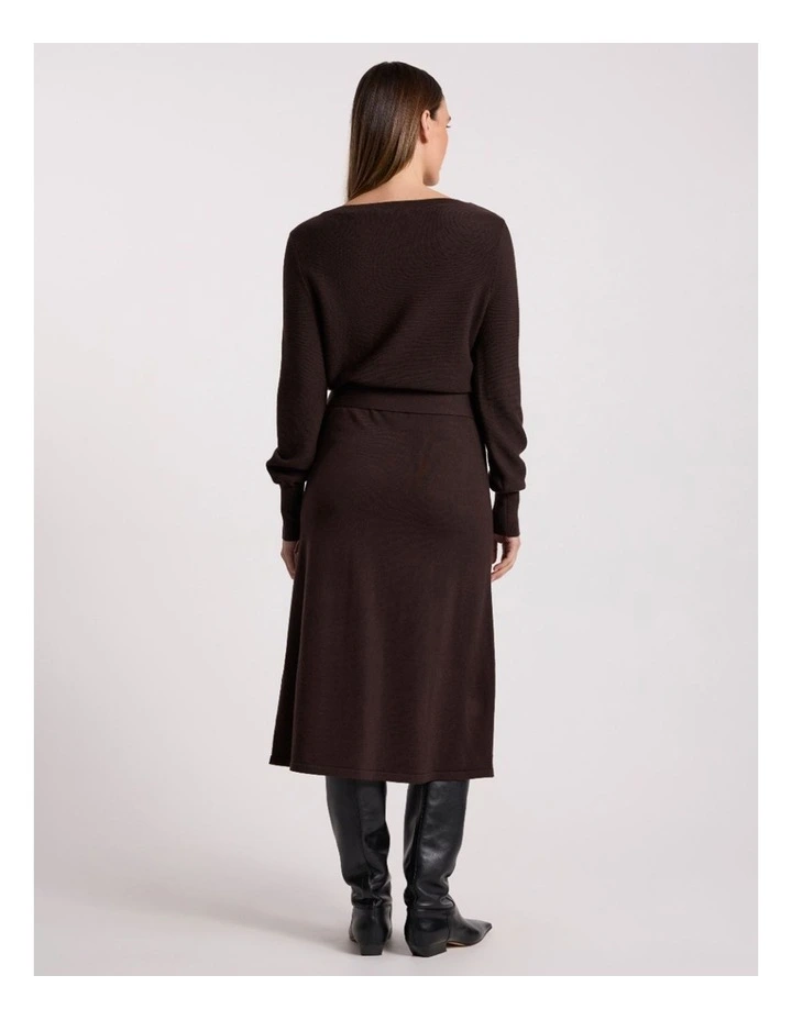 Shyla Merino Knit Dress in Coffee image 4