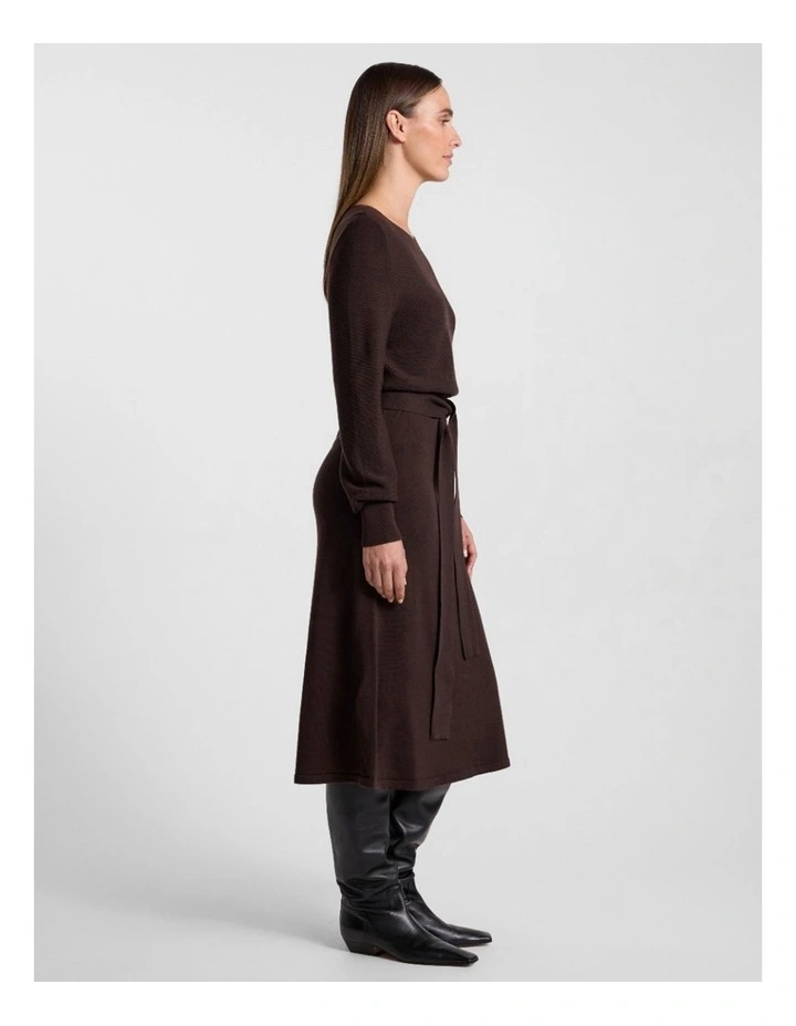 Shyla Merino Knit Dress in Coffee image 5