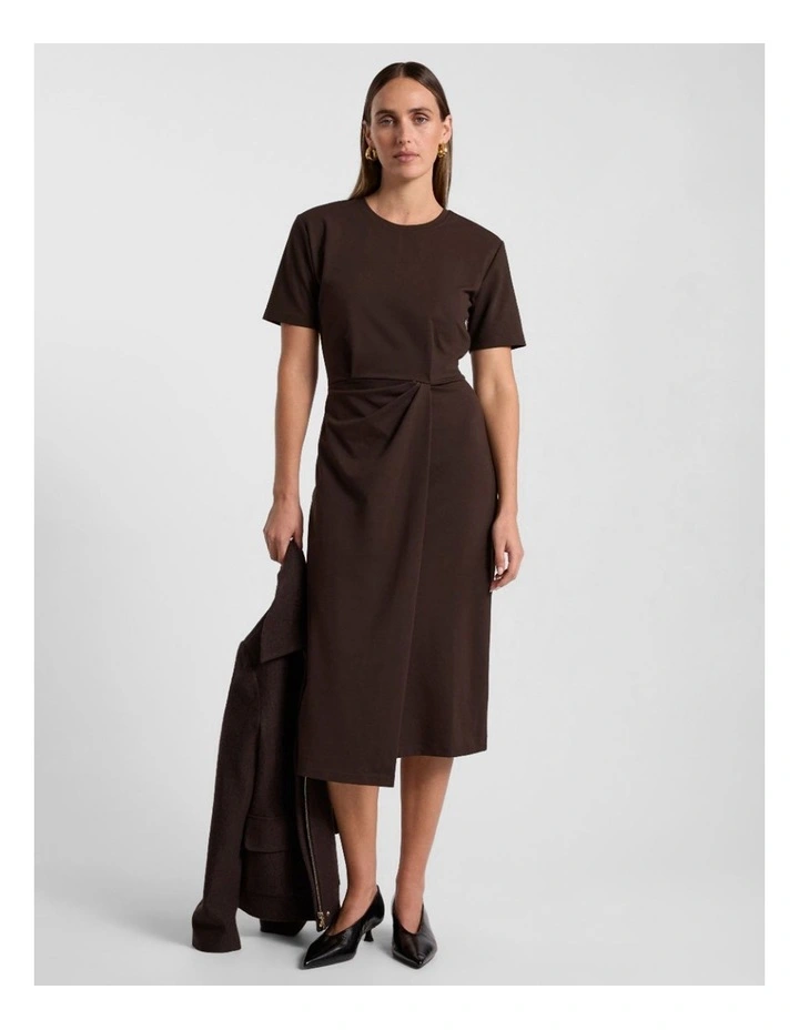 Rhian Jersey Dress in Coffee image 2