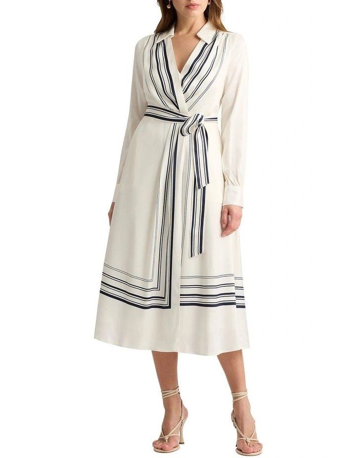 Astrid Geometric Dress in Navy/Ivory image 1