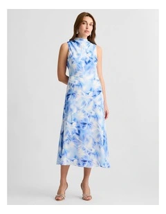 Tobias Silk Dress in Blue Multi