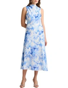 Tobias Silk Dress in Blue Multi