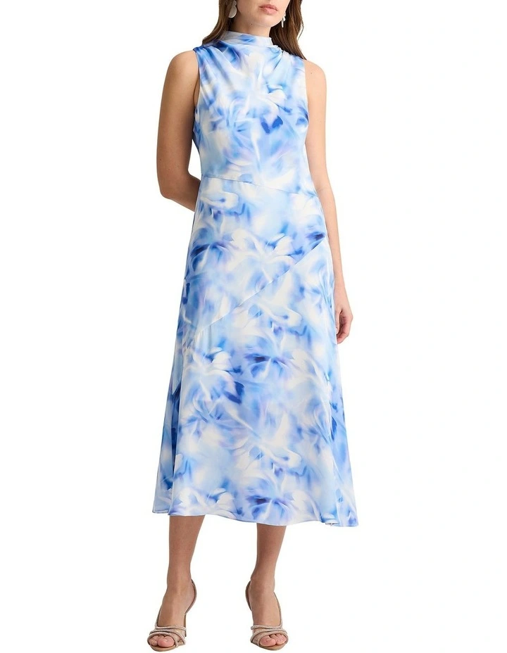 Tobias Silk Dress in Blue Multi image 1