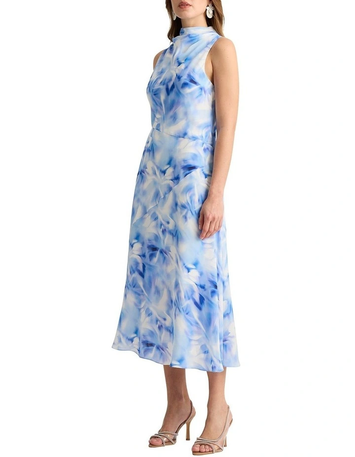 Tobias Silk Dress in Blue Multi image 3