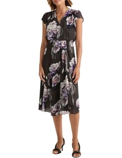 Bloom Silk Dress in Charcoal Multi
