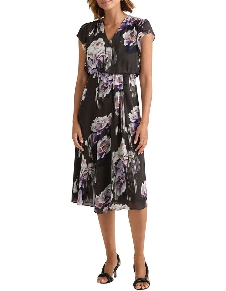 Bloom Silk Dress in Charcoal Multi image 1
